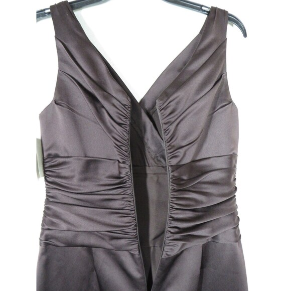 David's Bridal Women's Brown V Neck Shirred Formal Party Maxi Dress Size 10 - Picture 9 of 11